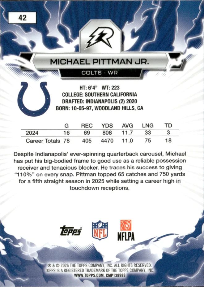 Michael Pittman Jr. card back