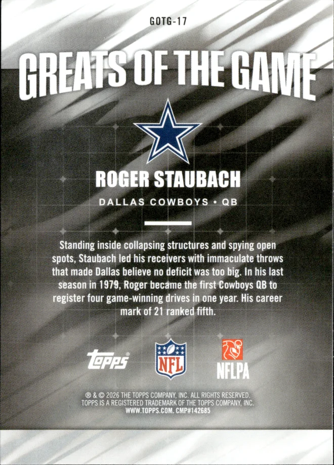 Roger Staubach card back