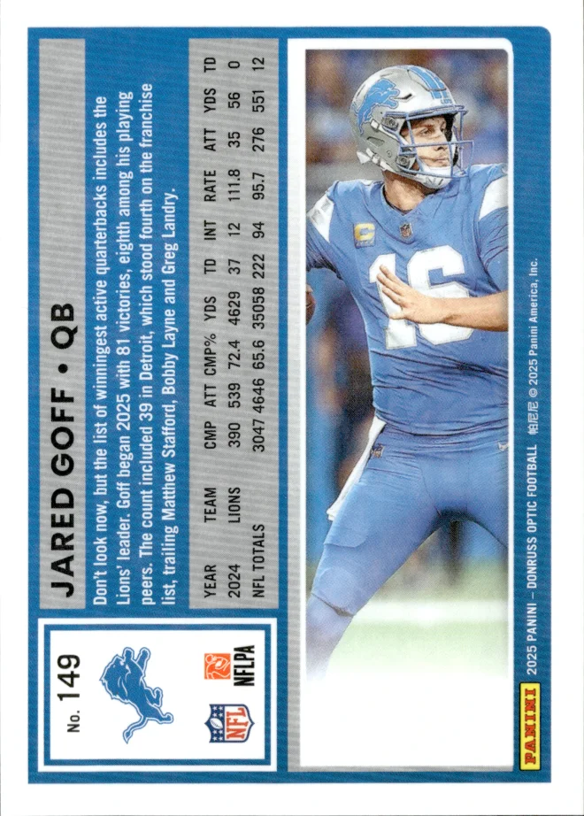 Jared Goff card back