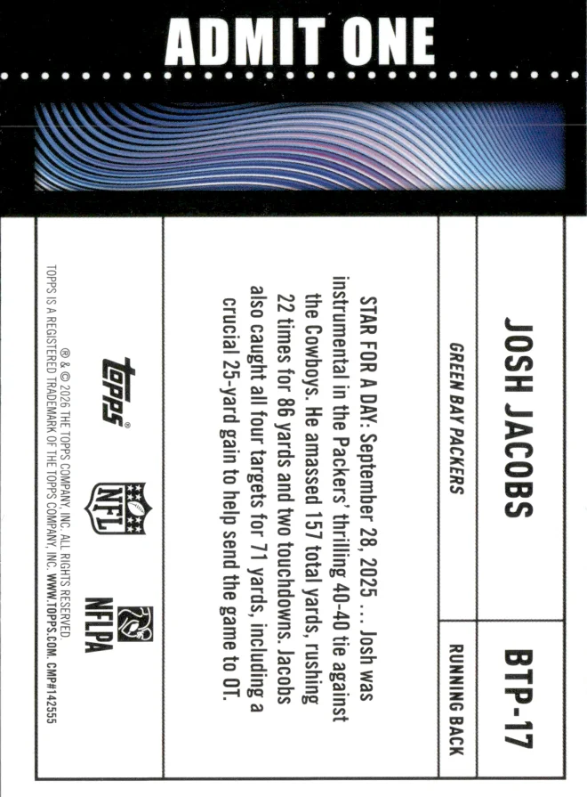 Josh Jacobs card back