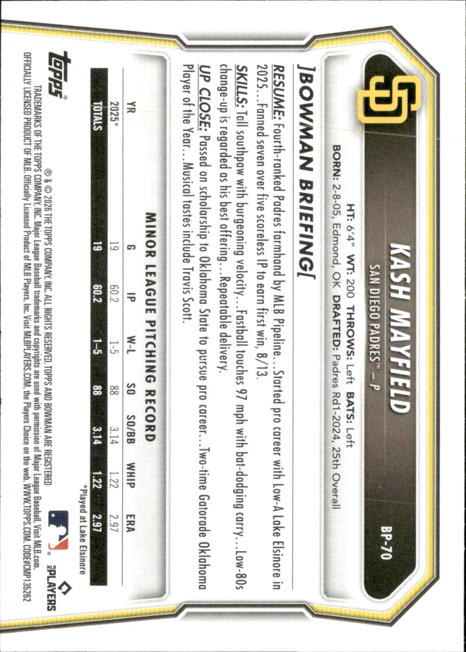 Kash Mayfield card back