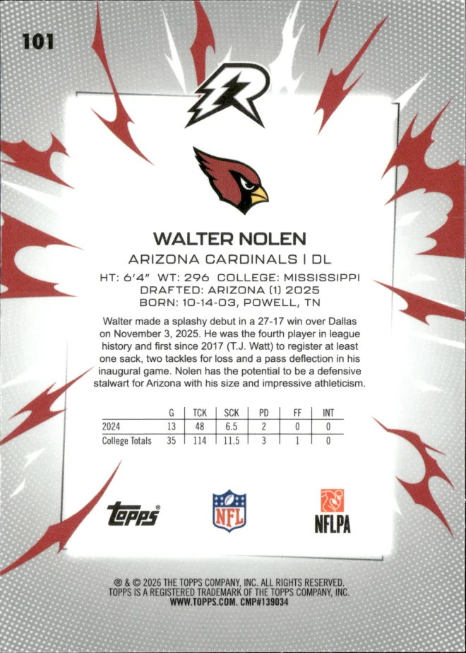 Walter Nolen card back