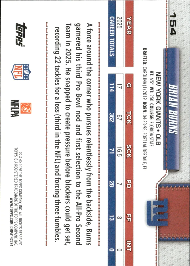 Brian Burns card back