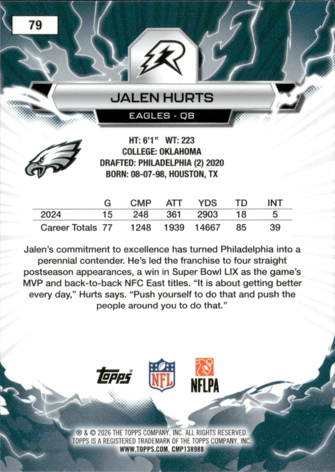 Jalen Hurts card back