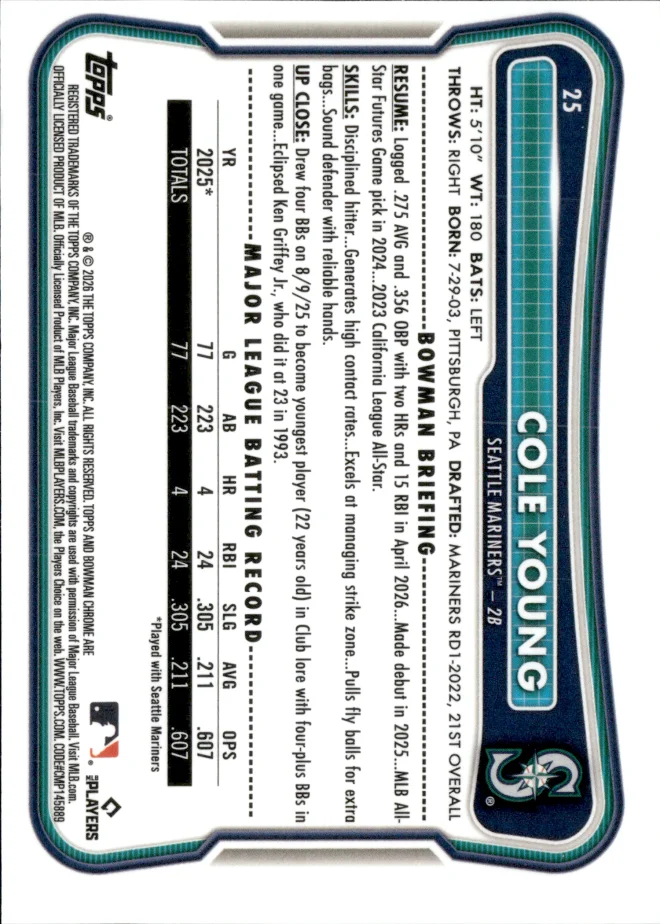 Cole Young card back