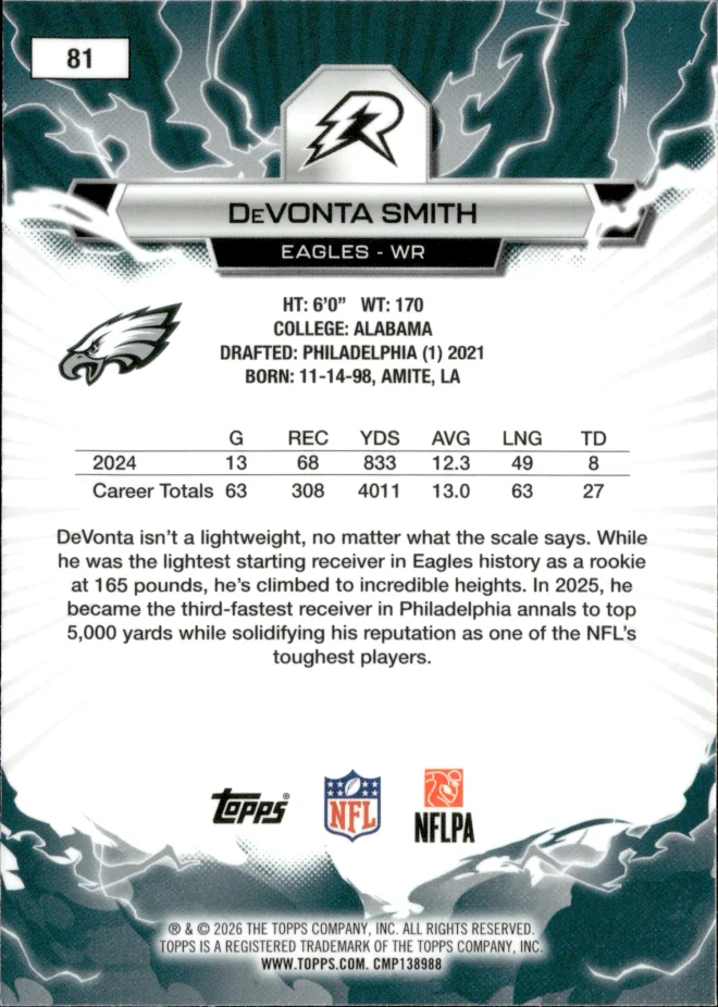DeVonta Smith card back