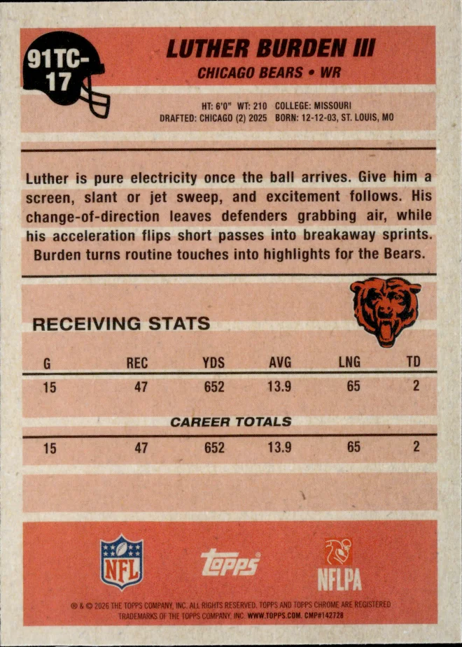 Luther Burden III card back