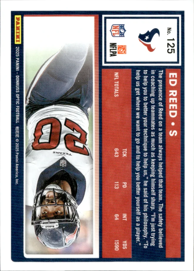 Ed Reed card back