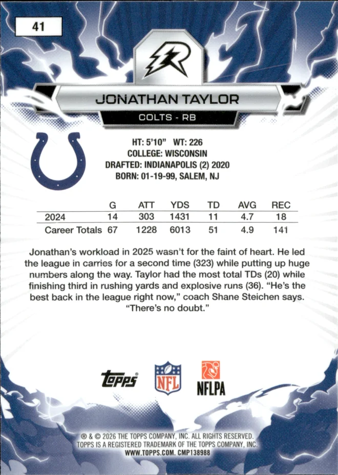 Jonathan Taylor card back