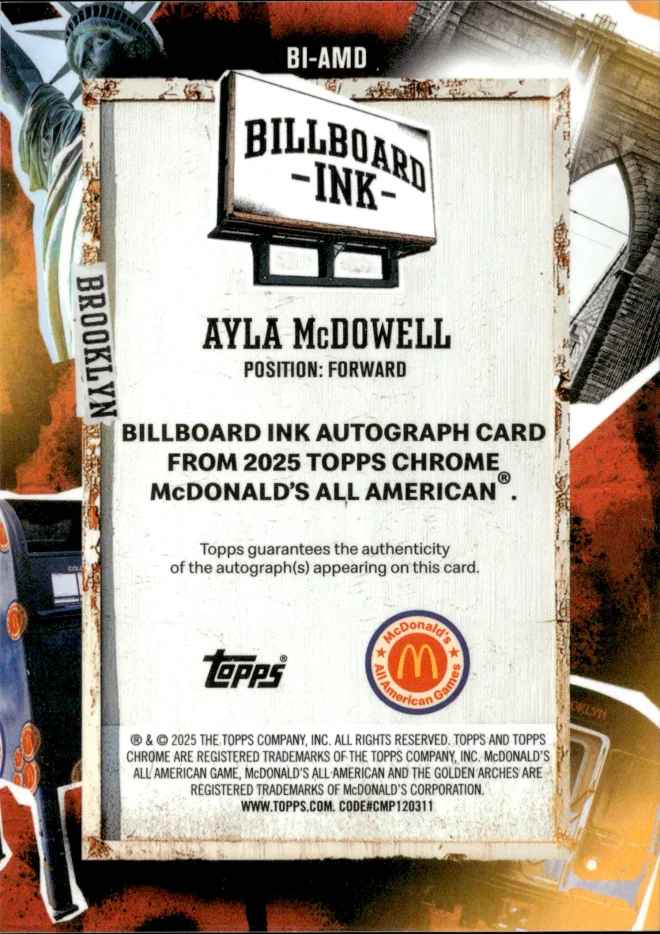 Ayla McDowell card back