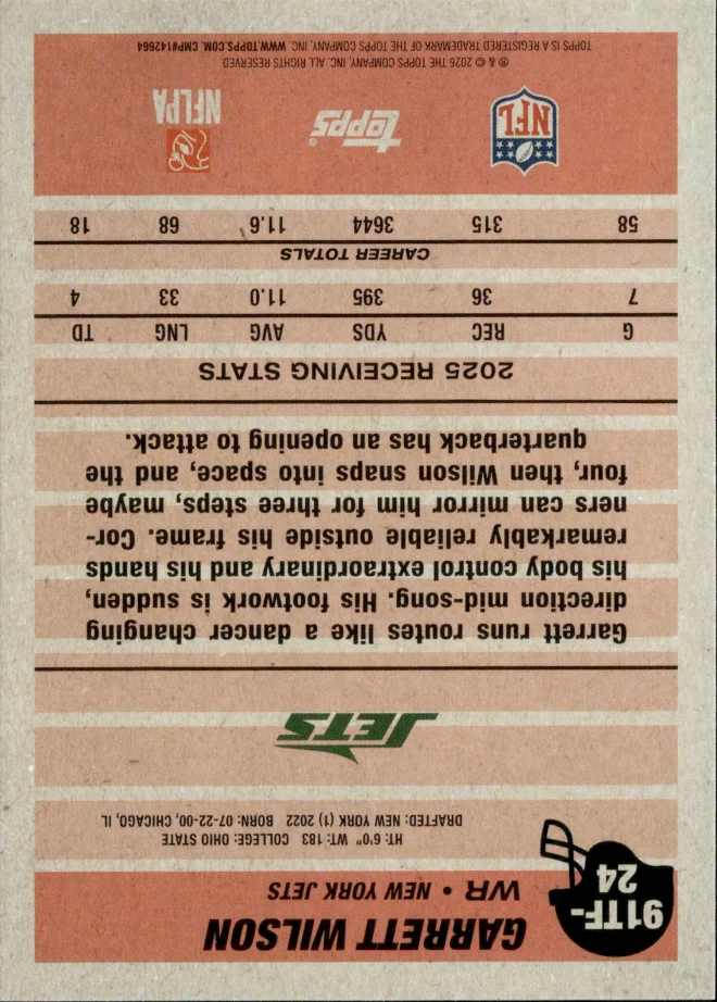 Garrett Wilson card back