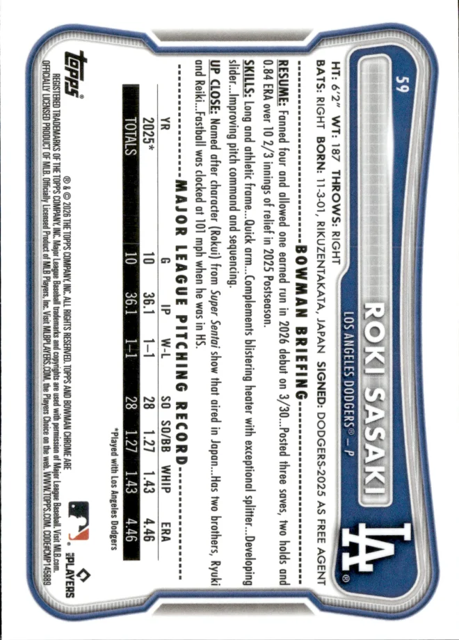 Roki Sasaki card back
