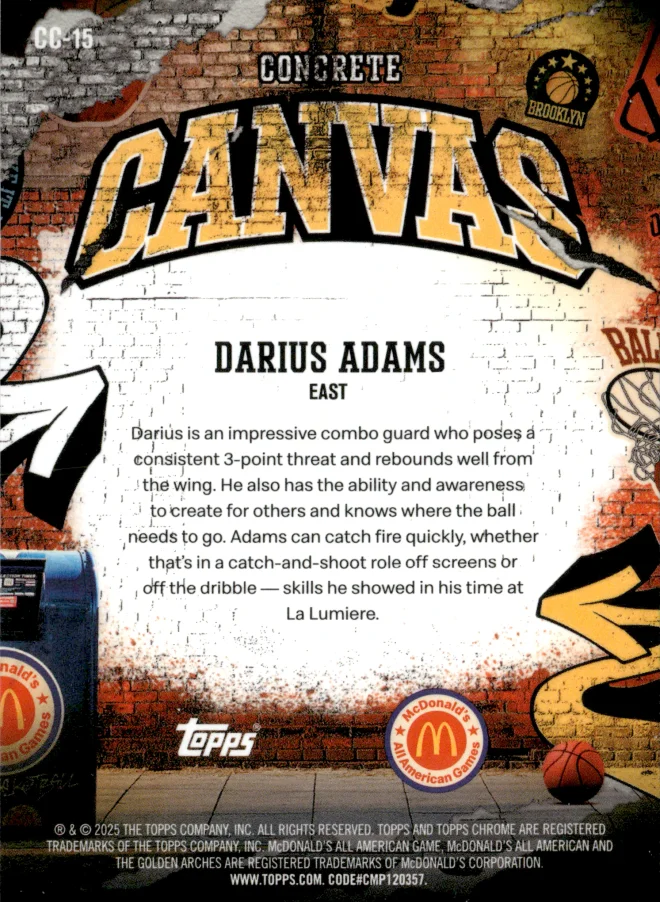 Darius Adams card back