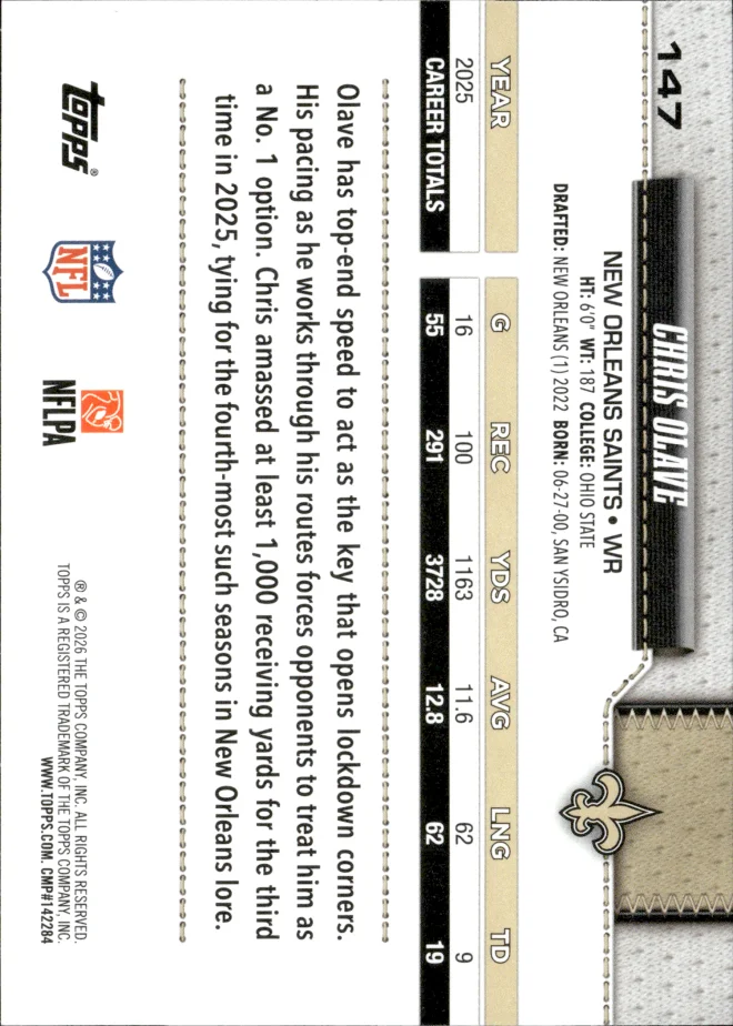 Chris Olave card back