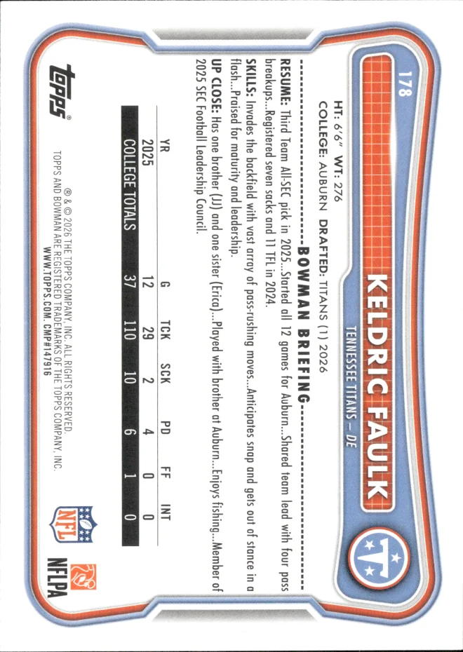 Keldric Faulk card back