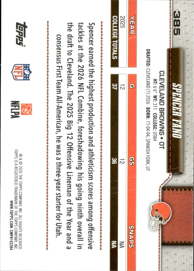 Spencer Fano card back