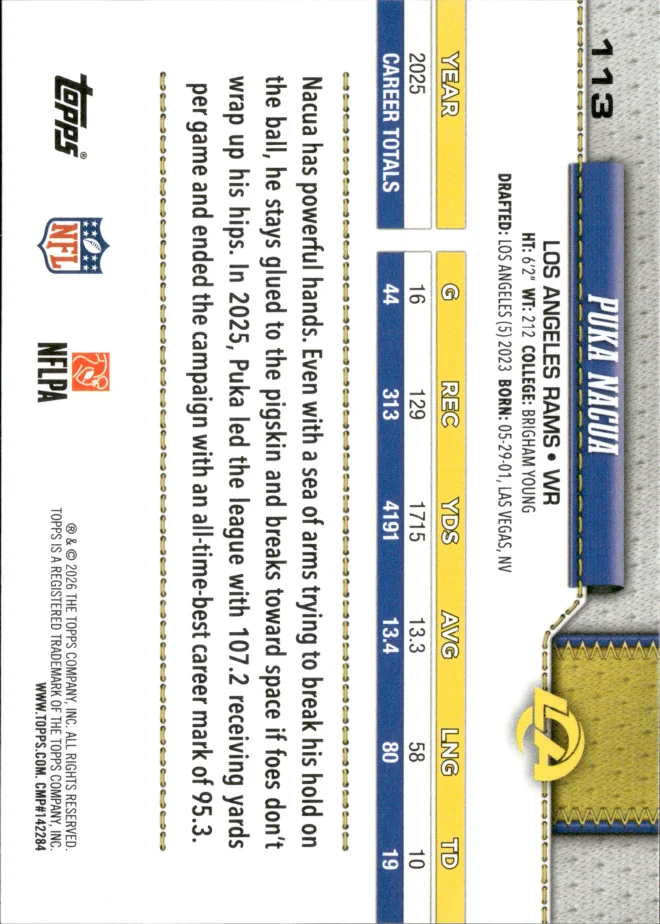 Puka Nacua card back