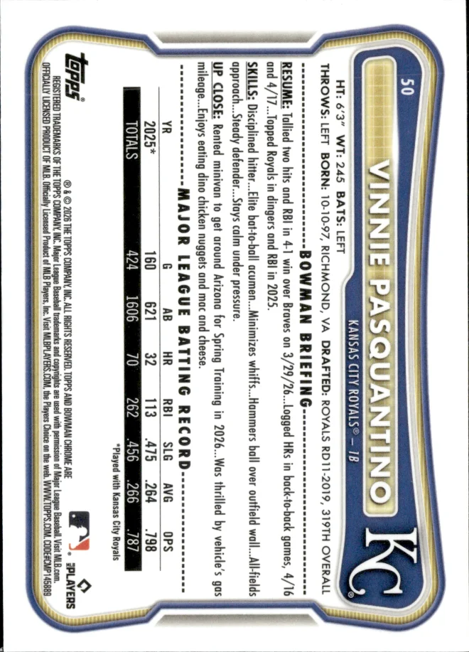 Vinnie Pasquantino card back