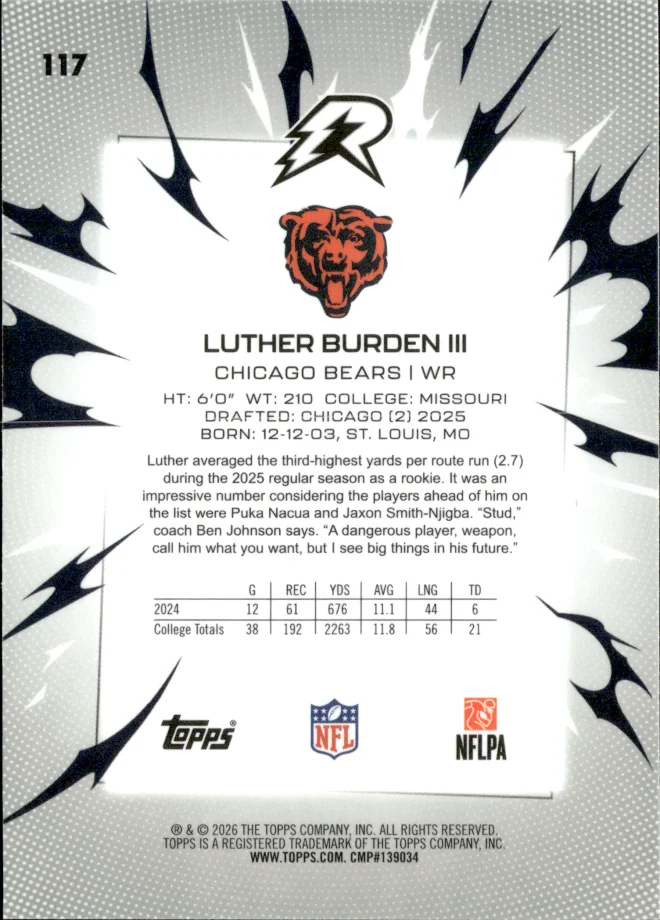 Luther Burden III card back