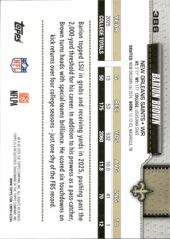 Barion Brown card back