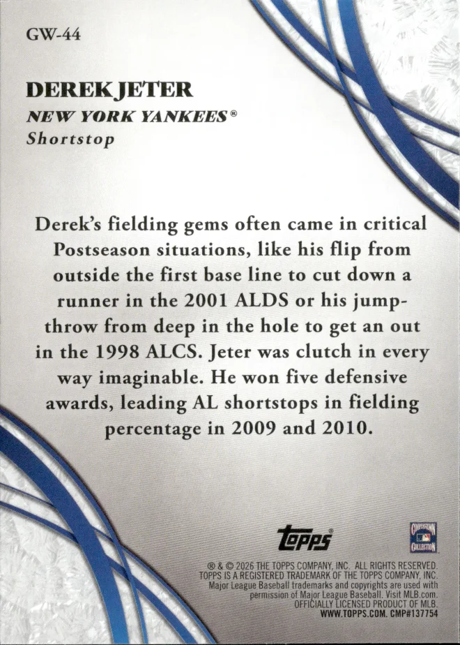 Derek Jeter card back