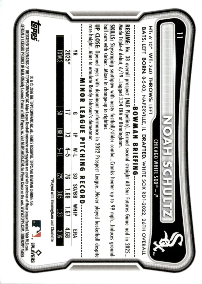 Noah Schultz card back