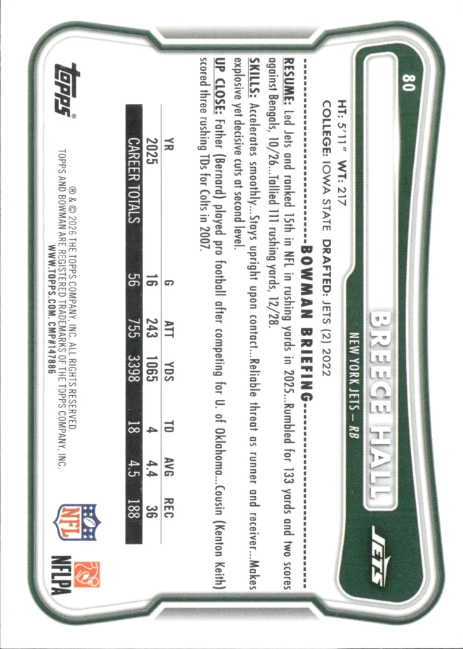 Breece Hall card back