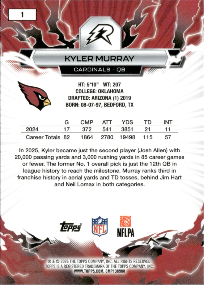 Kyler Murray card back