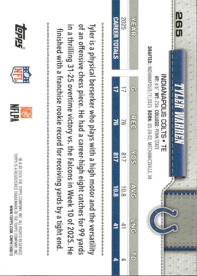 Tyler Warren card back