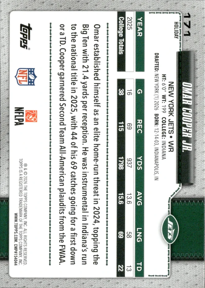 Omar Cooper Jr. card back