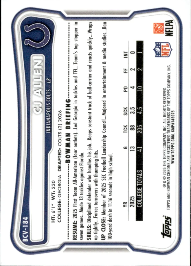 CJ Allen card back