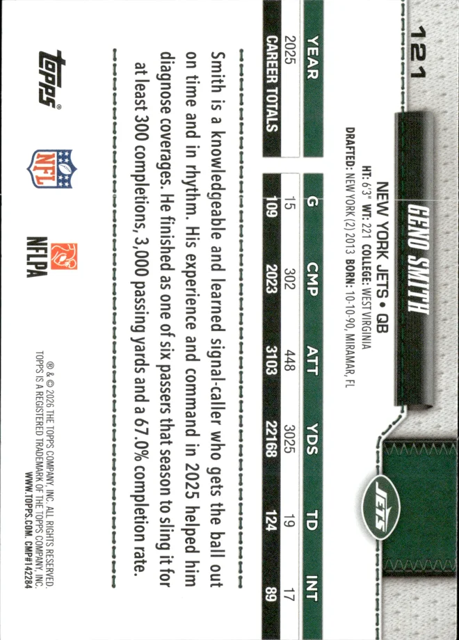 Geno Smith card back