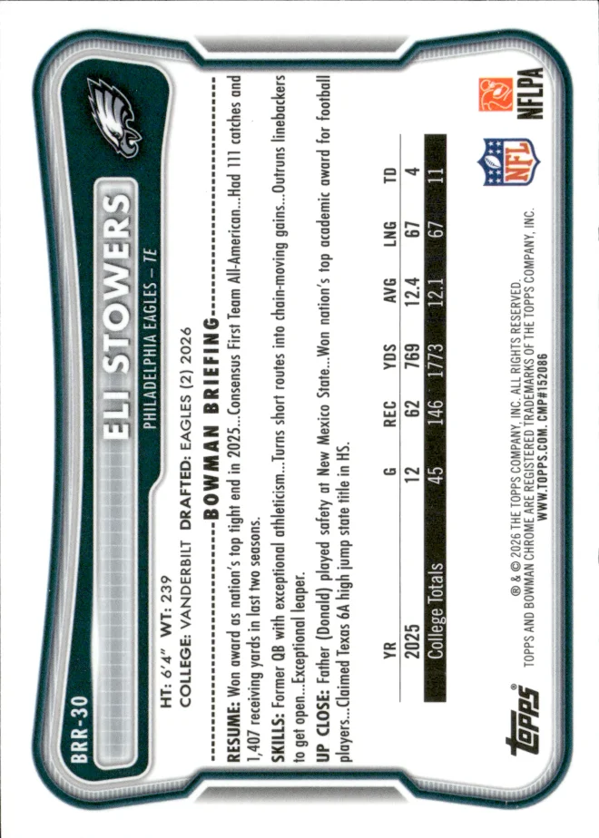 Eli Stowers card back