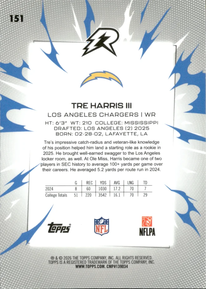 Tre Harris III card back