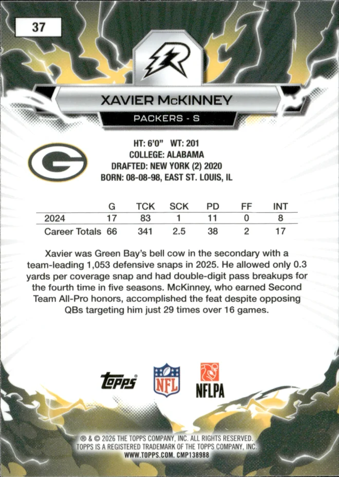 Xavier McKinney card back