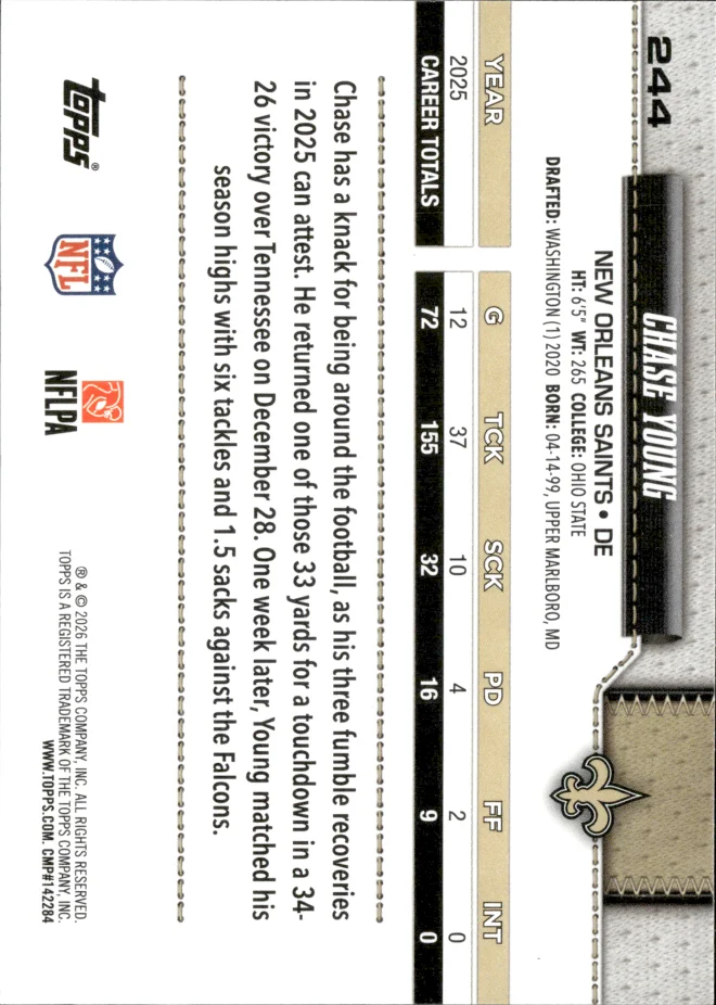 Chase Young card back