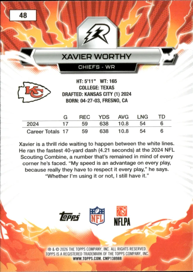Xavier Worthy card back