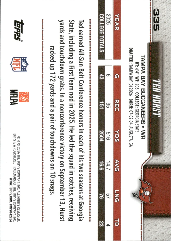 Ted Hurst card back