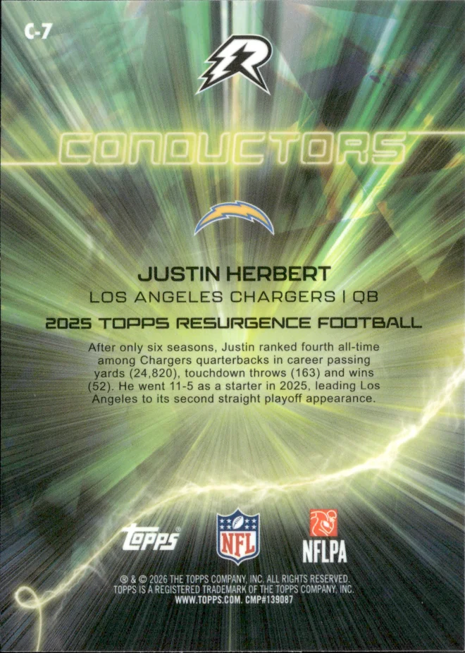 Justin Herbert card back