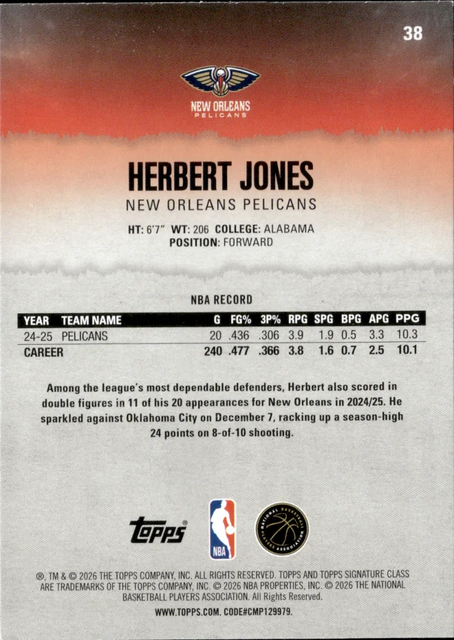 Herbert Jones card back
