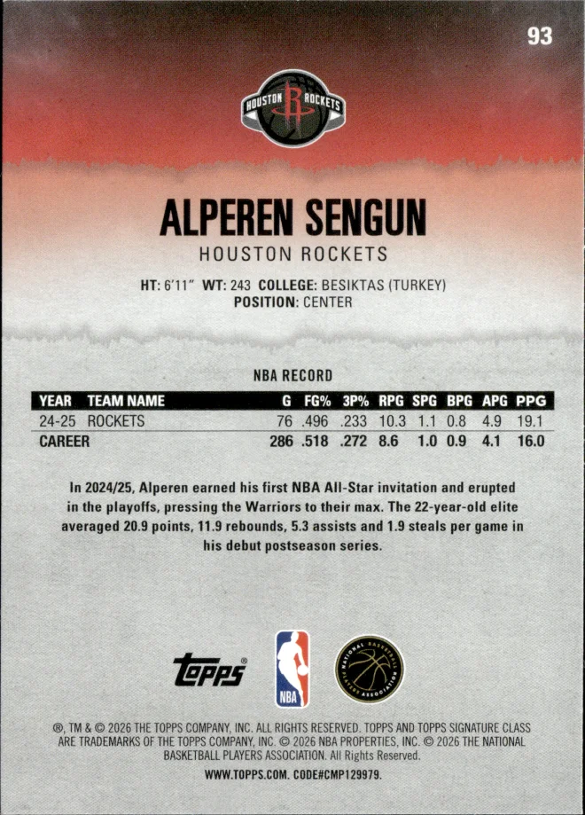 Alperen Sengun card back