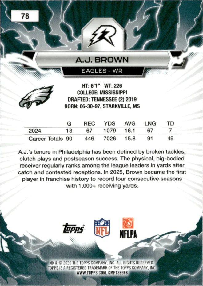 A.J. Brown card back