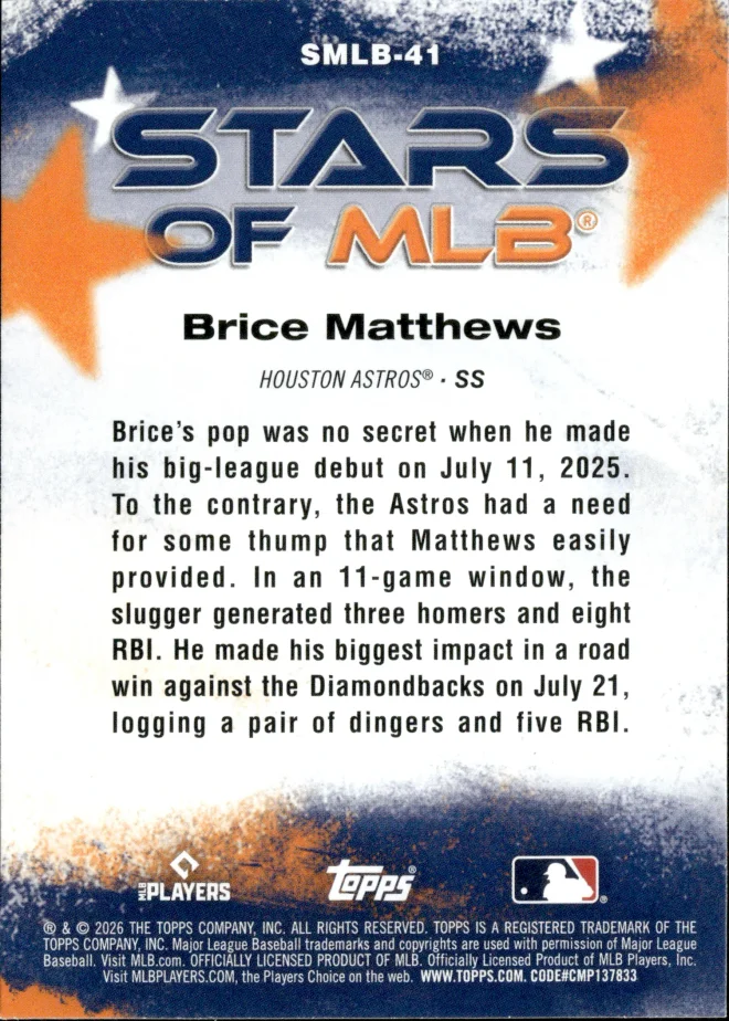 Brice Matthews card back