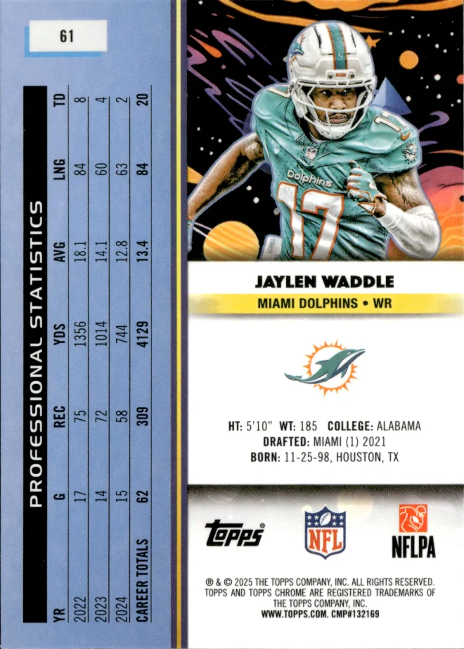 Jaylen Waddle card back