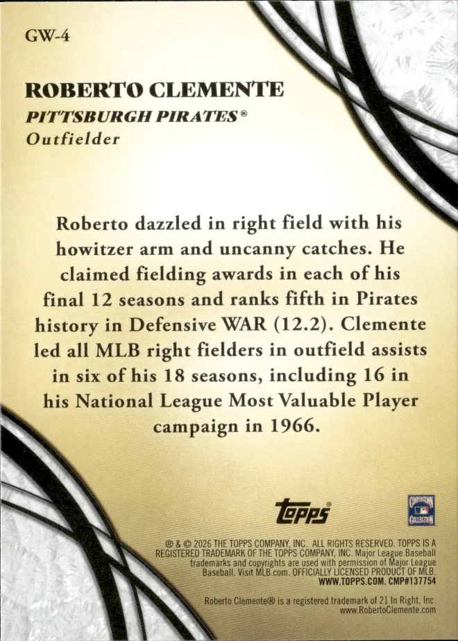 Roberto Clemente card back