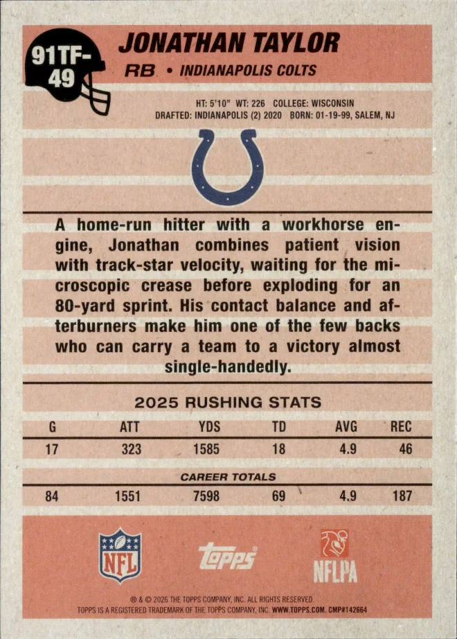Jonathan Taylor card back