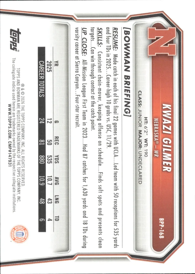Kwazi Gilmer card back