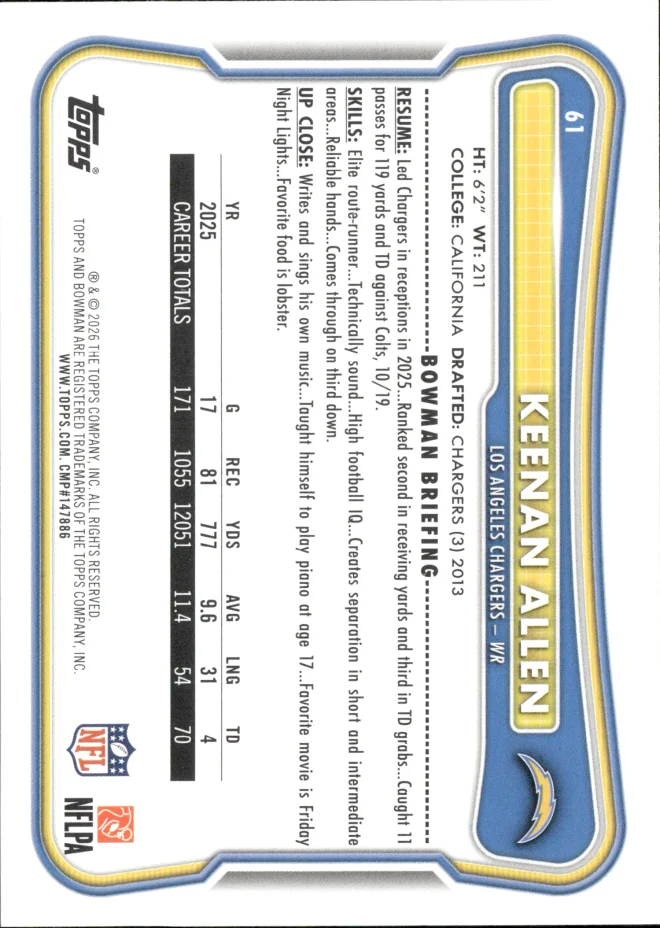 Keenan Allen card back