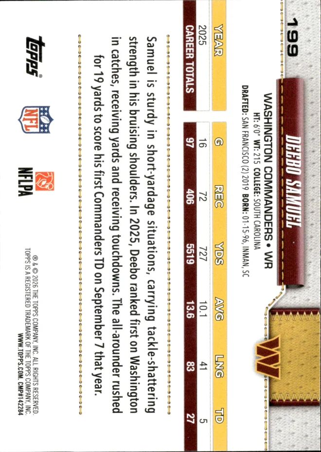 Deebo Samuel card back