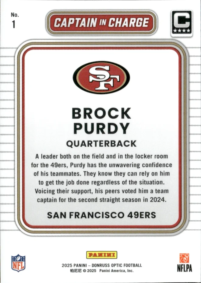 Brock Purdy card back